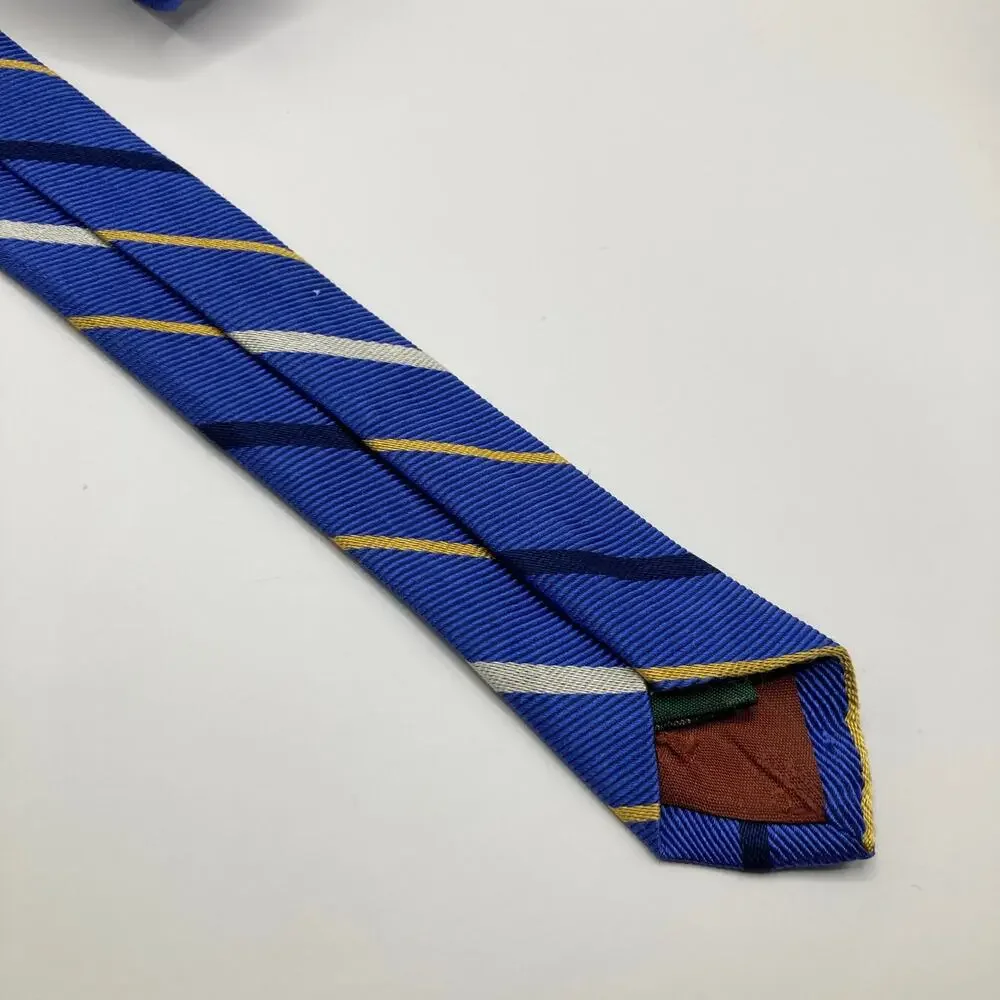 Lauren Ralph Lauren 100% Silk Blue Striped Repp Tie Regimental Preppy Gift